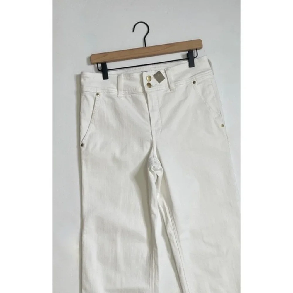 NWT!! J. CREW‎ Slim Wide Jeans Stacked Buttons Solid White Size 29 Petite 29P